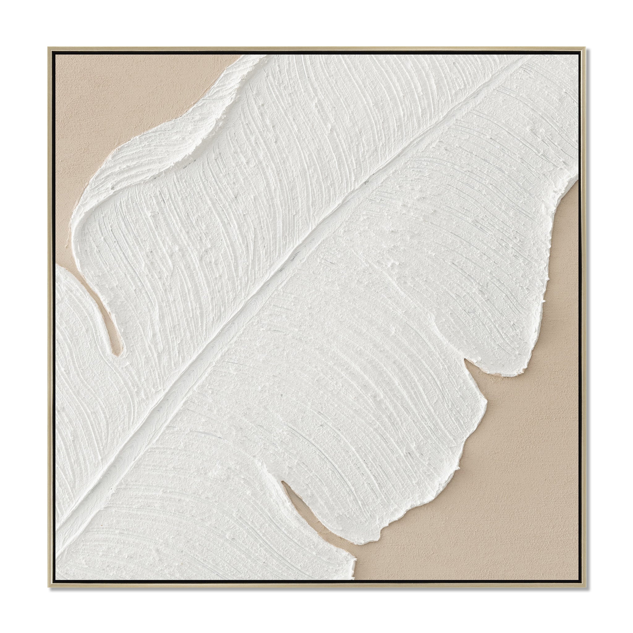 Tivora Rainleaf 40 x 40cm Framed Canvas - Natural Wall Art Cloud-Core