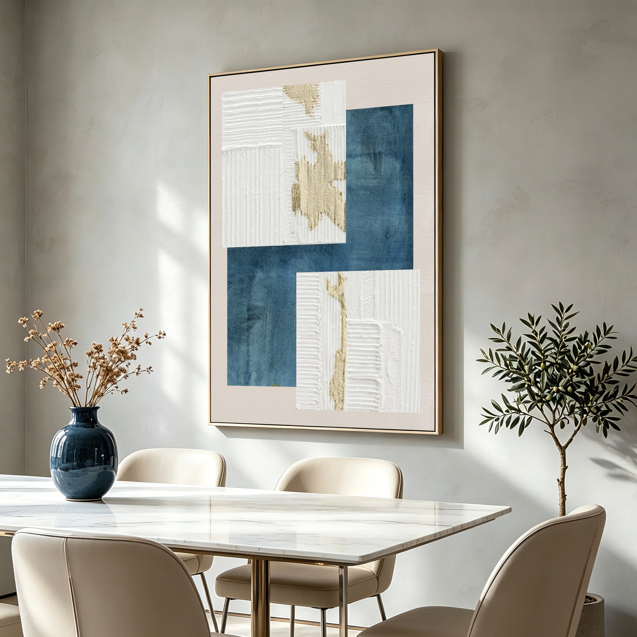 Mireya Balance 90 x 120cm Framed Canvas - Natural Wall Art Cloud-Core
