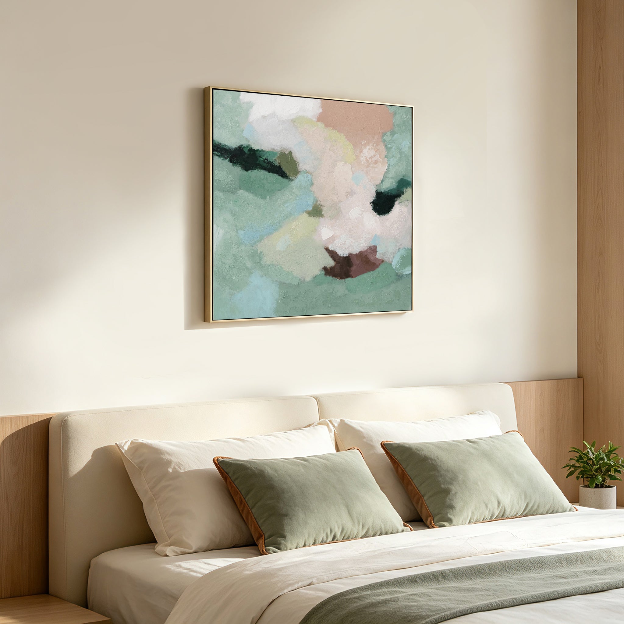 Caspora Atmosphere 80 x 80cm Framed Canvas - Natural Wall Art Cloud-Core