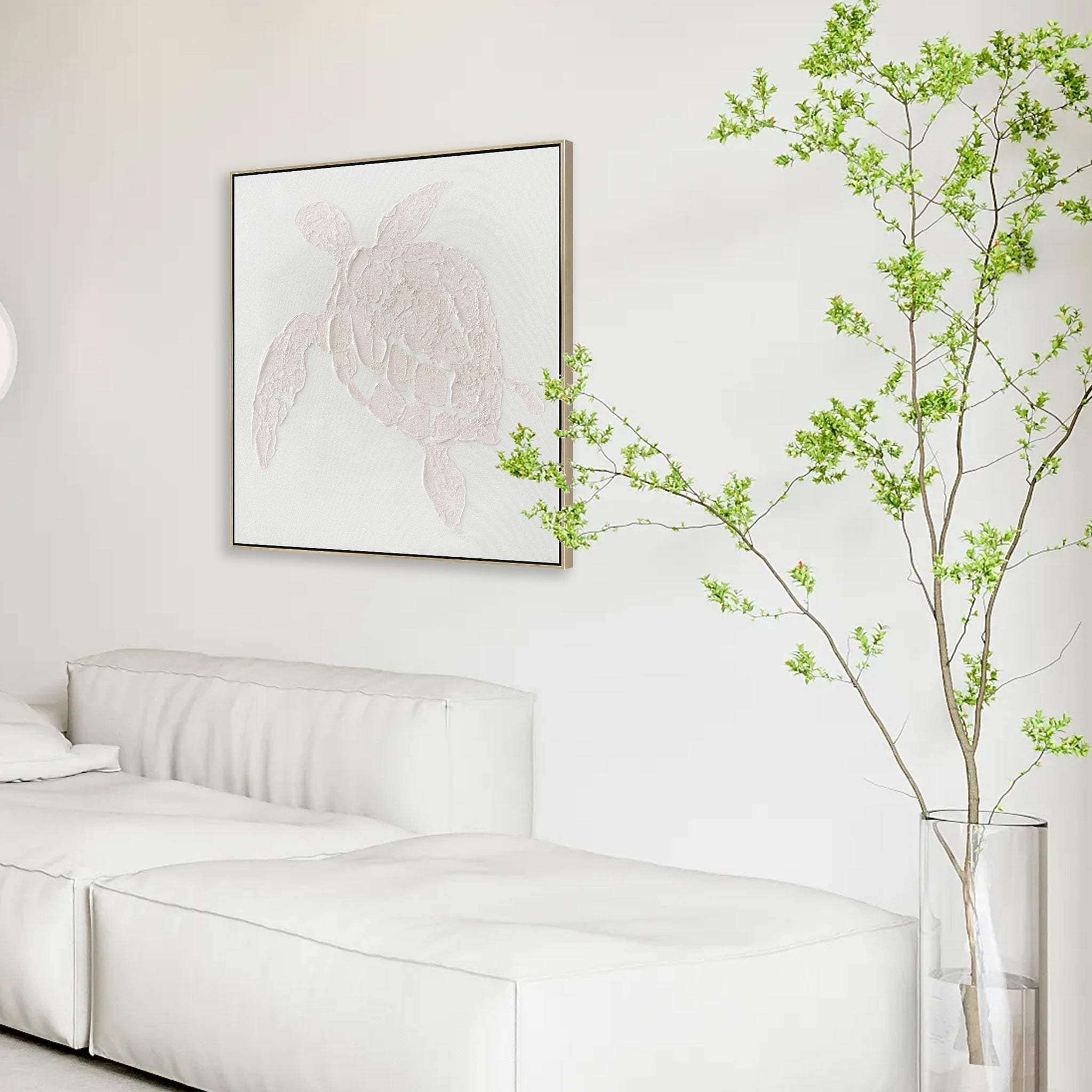 Ocevara Tortoise 60 x 60cm Framed Canvas - Natural Wall Art Cloud-Core