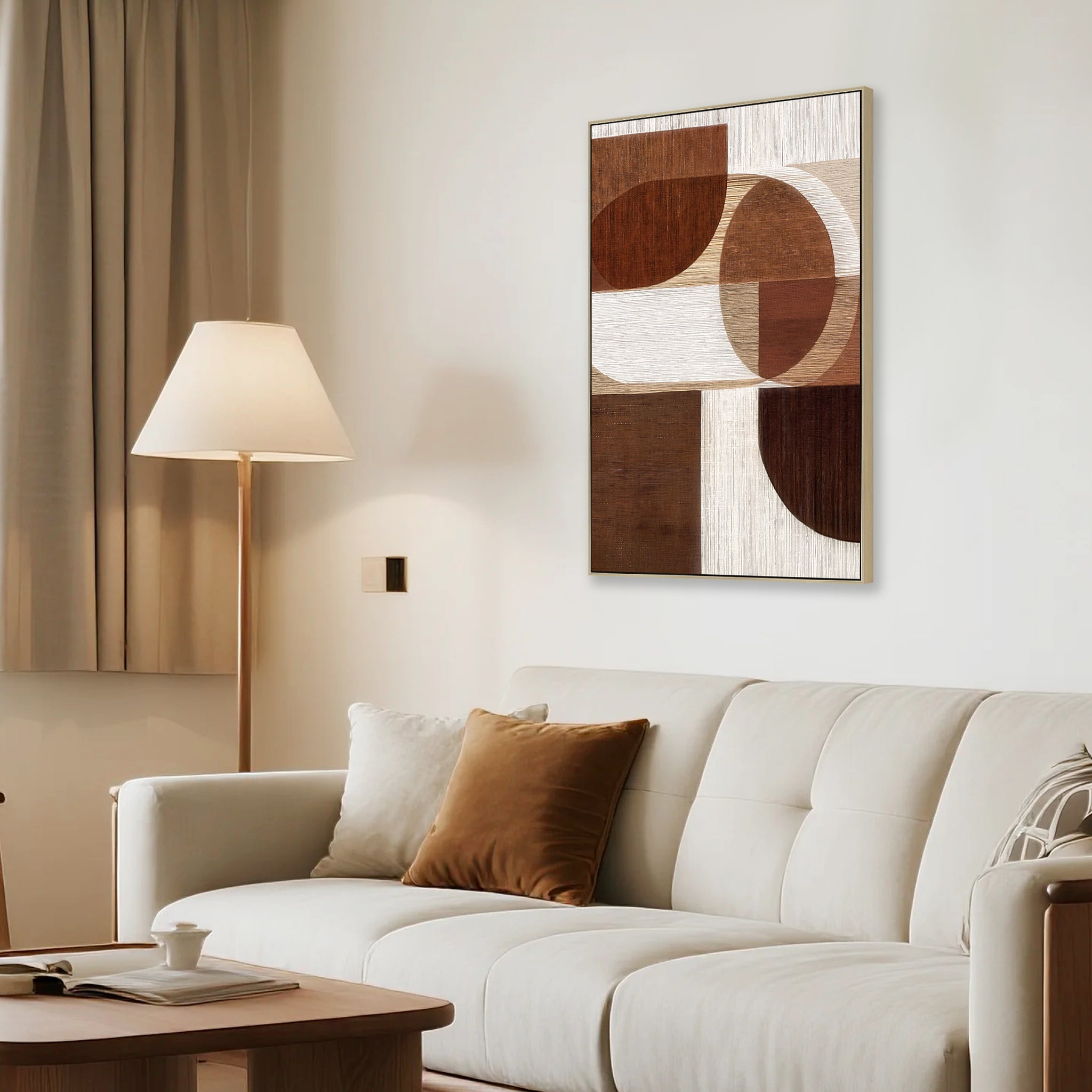 Abstract Harmony 60 x 90cm Framed Canvas - Natural Wall Art Cloud-Core