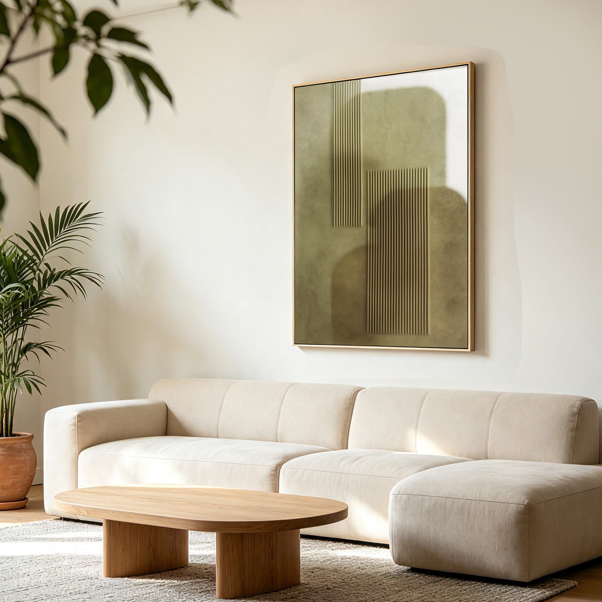 Geometry Style B 60 x 90cm Framed Canvas - Natural Wall Art Cloud-Core