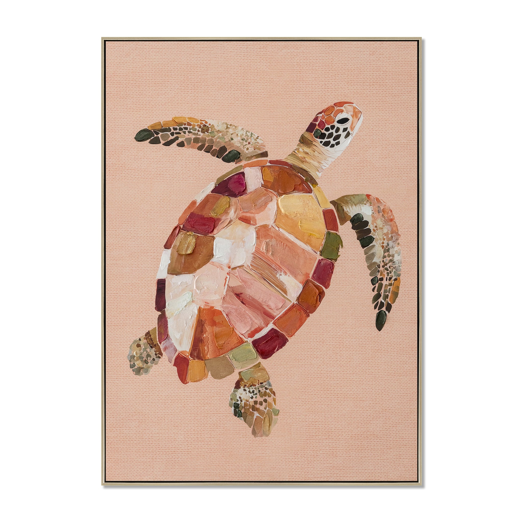 Nautessa Turtle 50 x 70cm Framed Canvas - Natural Wall Art Cloud-Core