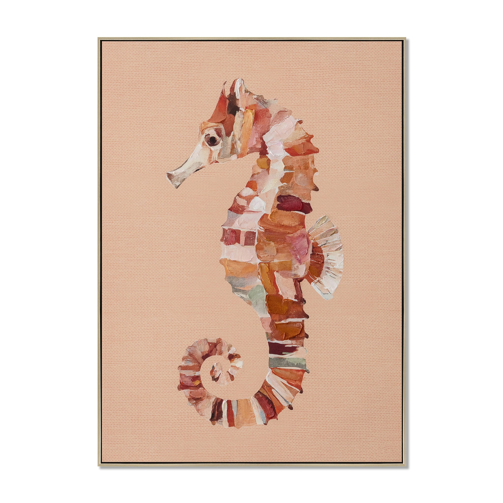 Nautessa Seahorse 50 x 70cm Framed Canvas - Natural Wall Art Cloud-Core