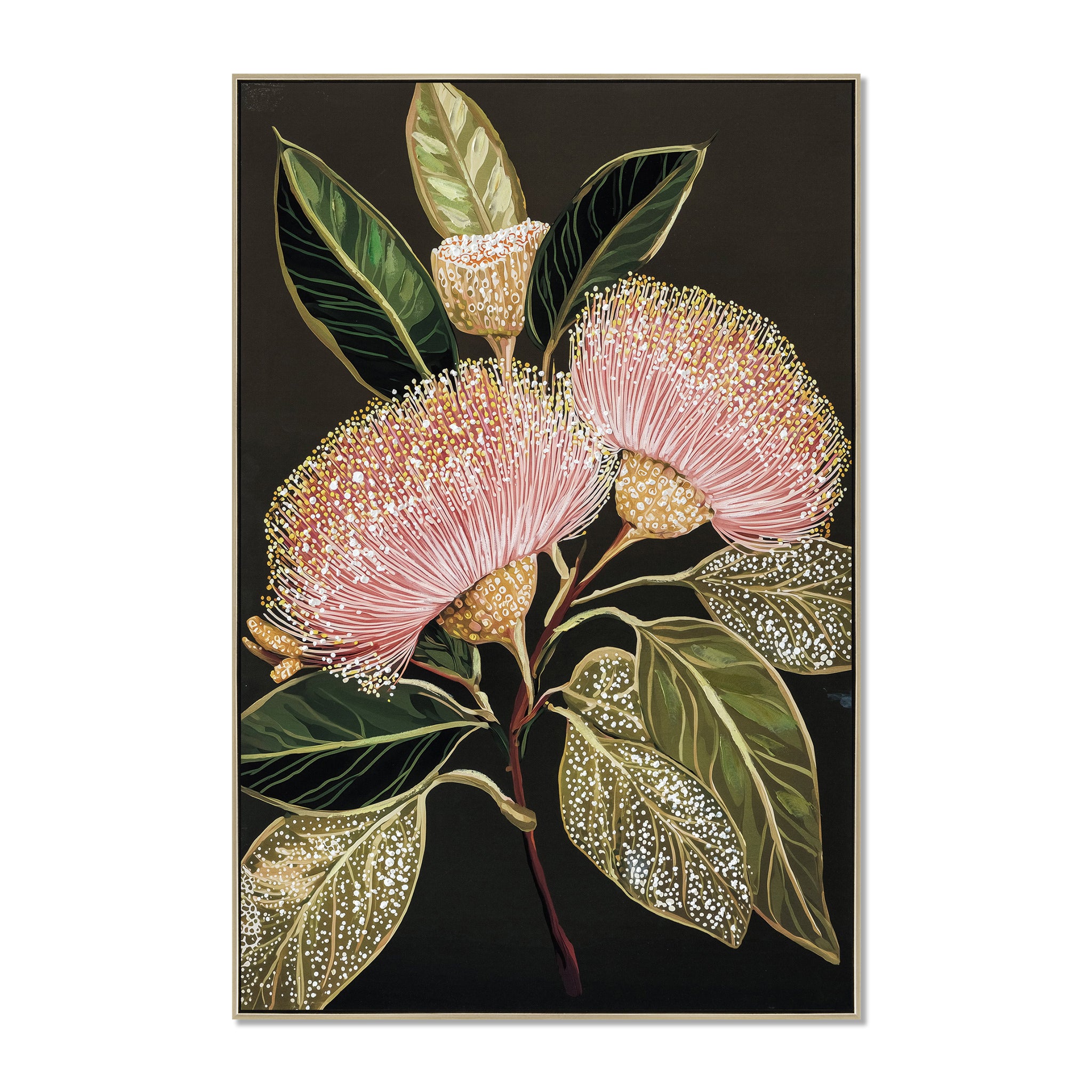Magnolia Banksia 60 x 90cm Framed Canvas - Natural Wall Art Cloud-Core