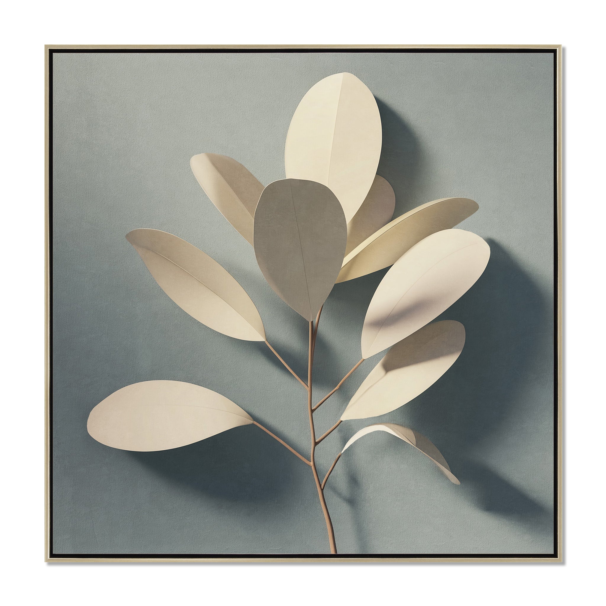 Fiora Branch B 40 x 40cm Framed Canvas - Natural Wall Art Cloud-Core