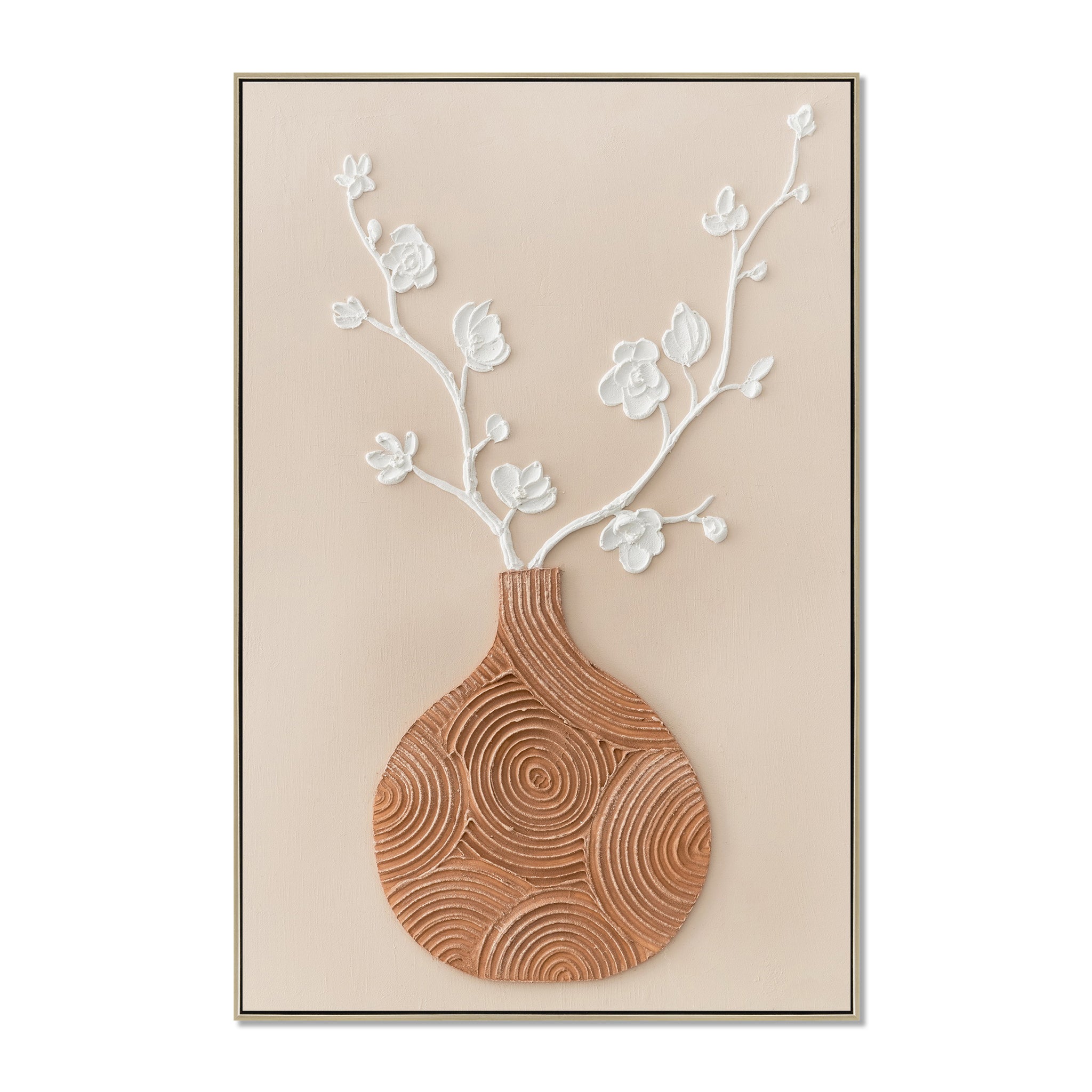 Cambria Pottery A 60 x 90cm Framed Canvas - Natural Wall Art Cloud-Core