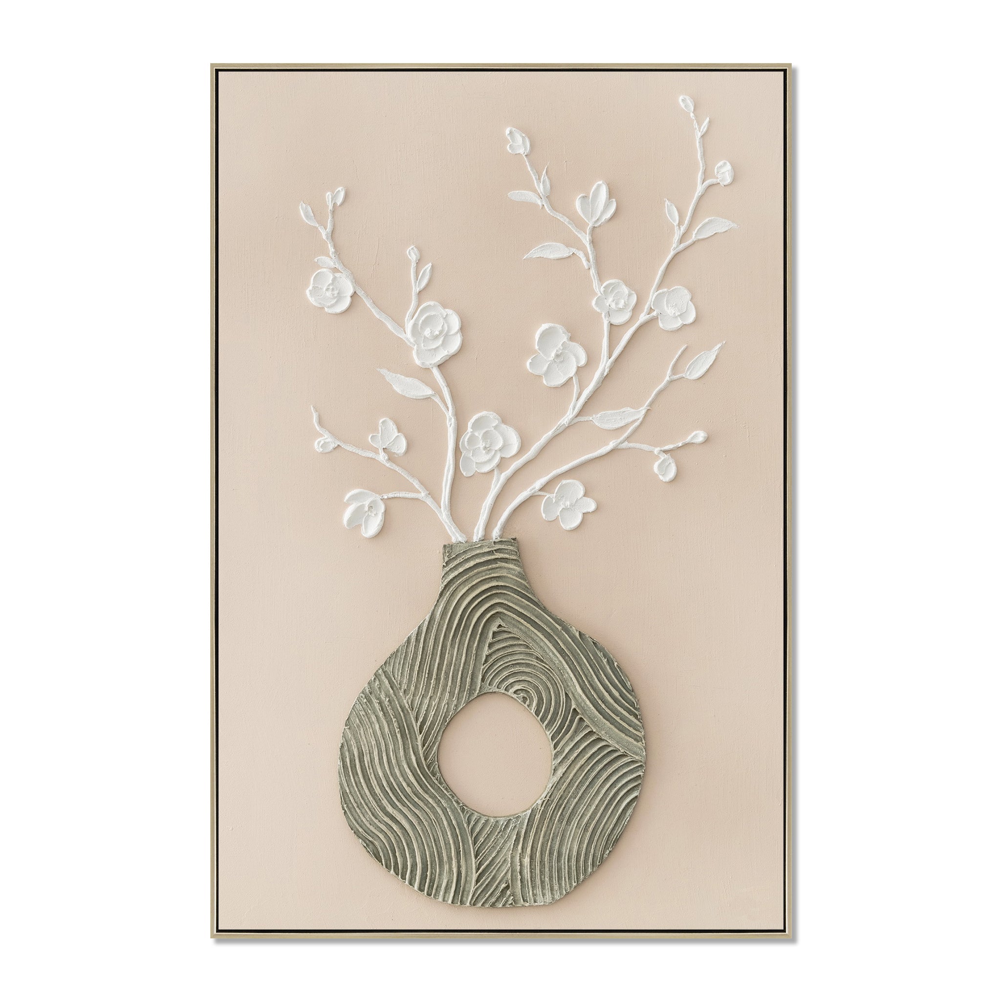 Cambria Pottery B 60 x 90cm Framed Canvas - Natural Wall Art Cloud-Core
