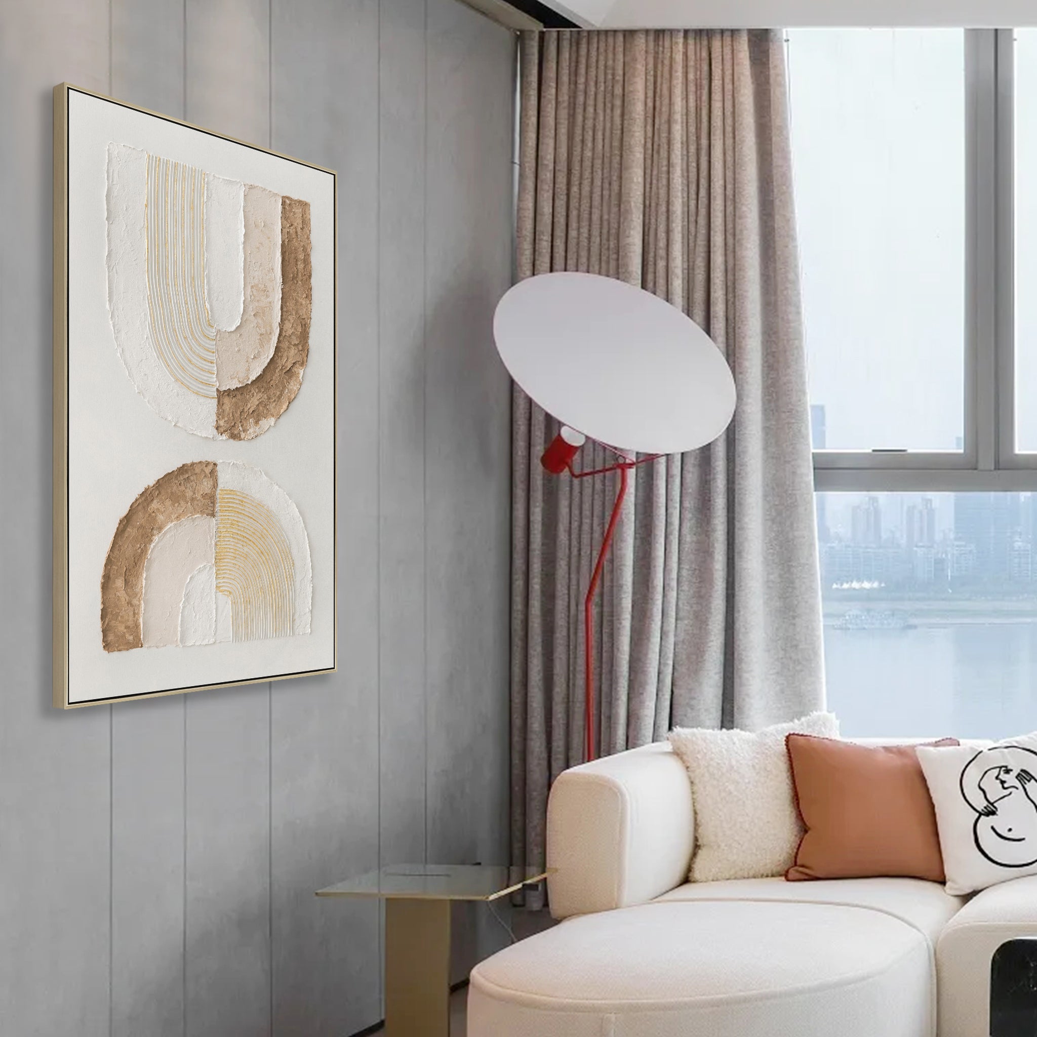 Delphine Arcadia 80 x 120cm Framed Canvas - Natural Wall Art Cloud-Core