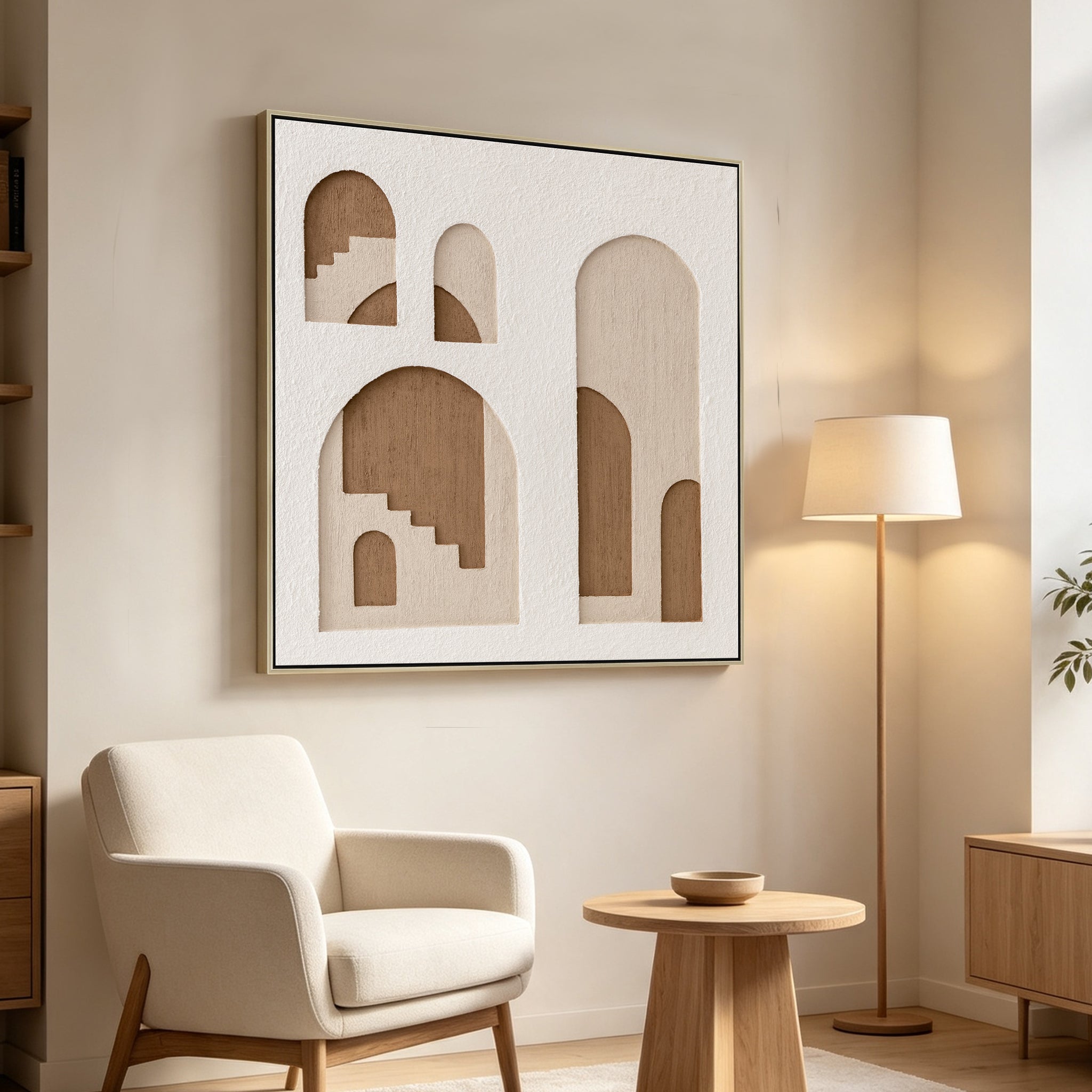 Sawyer Arcade 100 x 100cm Framed Canvas - Natural Wall Art Cloud-Core