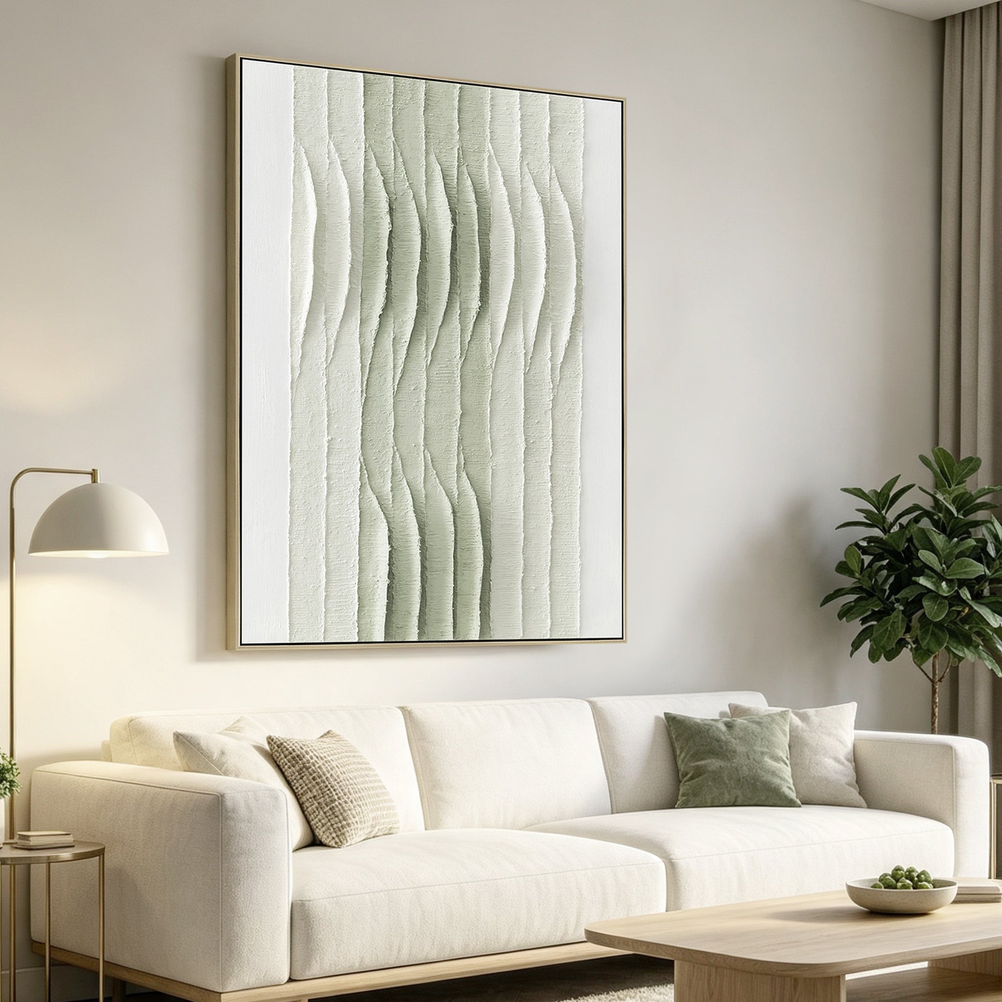 Lucera Ripple 80 x 120cm Framed Canvas - Natural Wall Art Cloud-Core