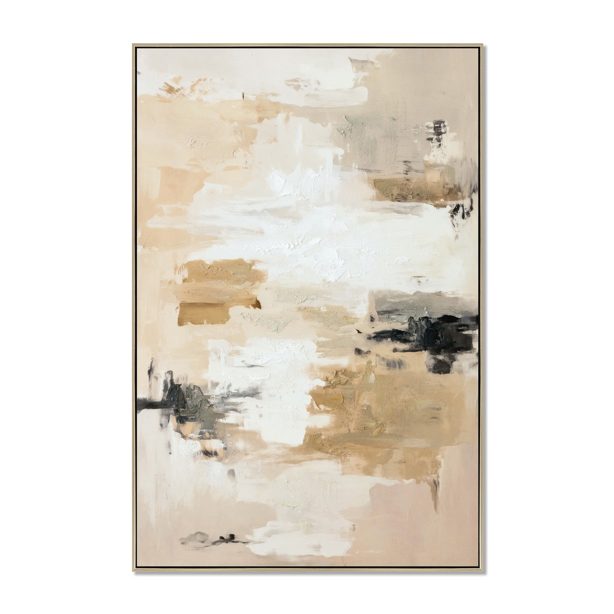 Brenner Composition 80 x 120cm Framed Canvas - Natural Wall Art Cloud-Core