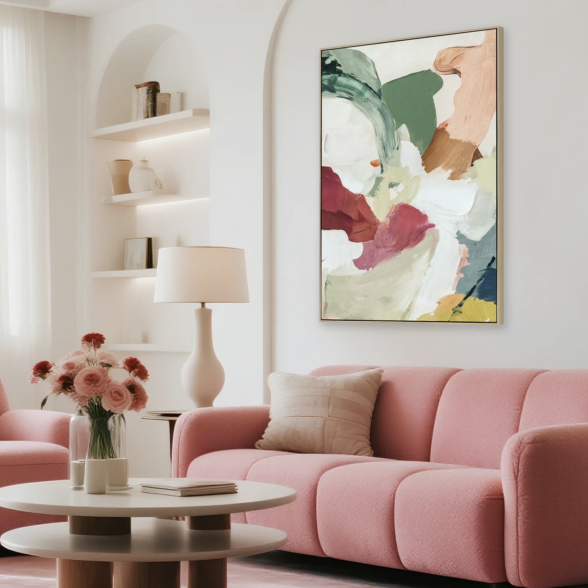Tobin Brushwork 80 x 120cm Framed Canvas - Natural Wall Art Cloud-Core