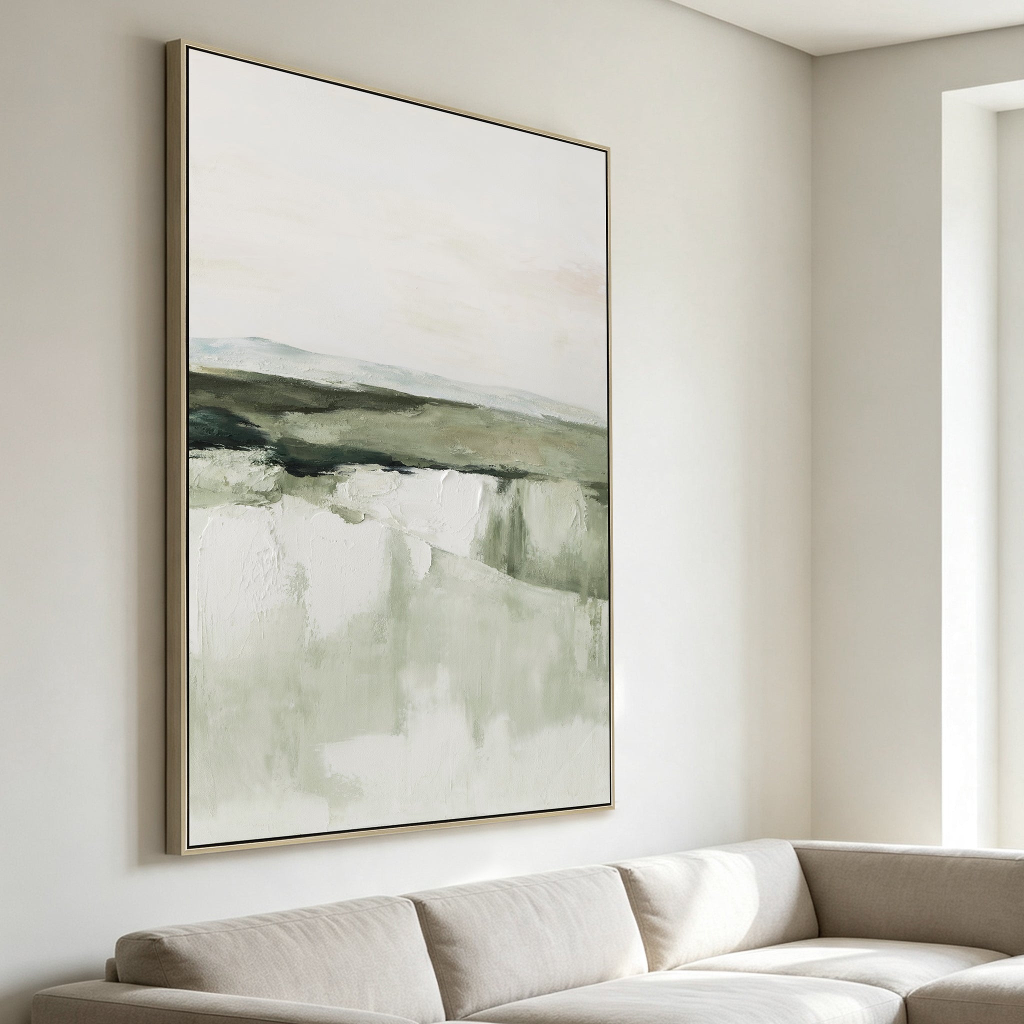 Kellan Grasslands A 80 x 120cm Framed Canvas - Natural Wall Art Cloud-Core