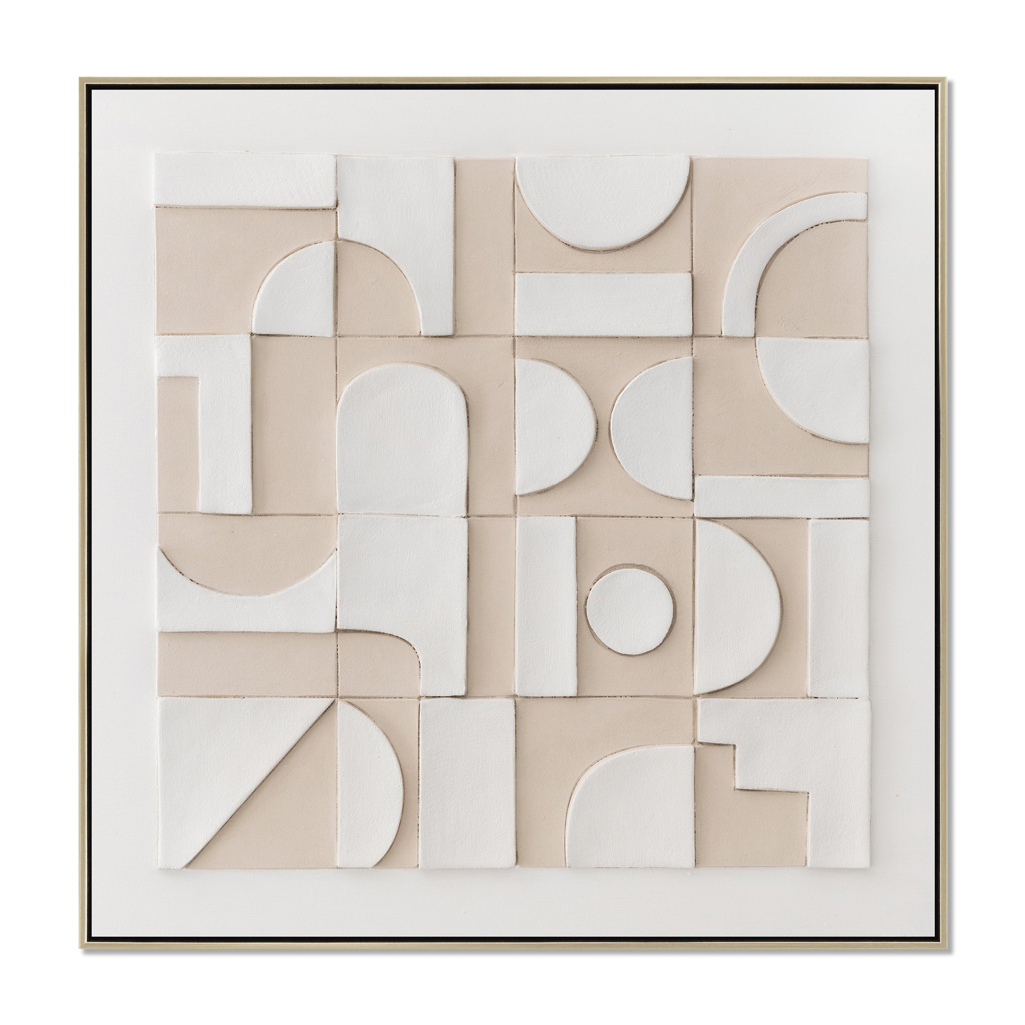 Fairmont Quadrant 120 x 120cm Framed Canvas - Natural Wall Art Cloud-Core