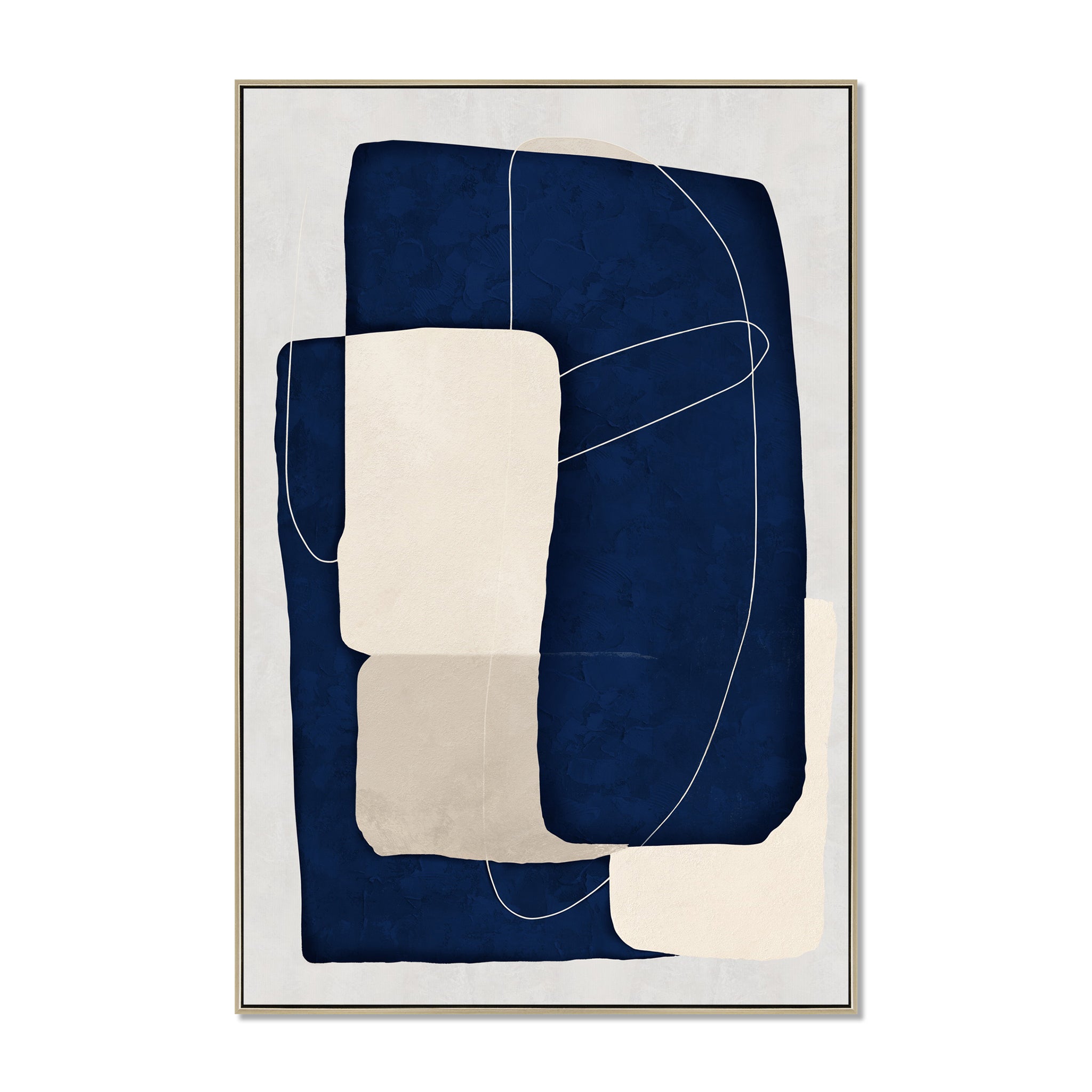 Keaton Blueprint 80 x 120cm Framed Canvas - Natural Wall Art Cloud-Core