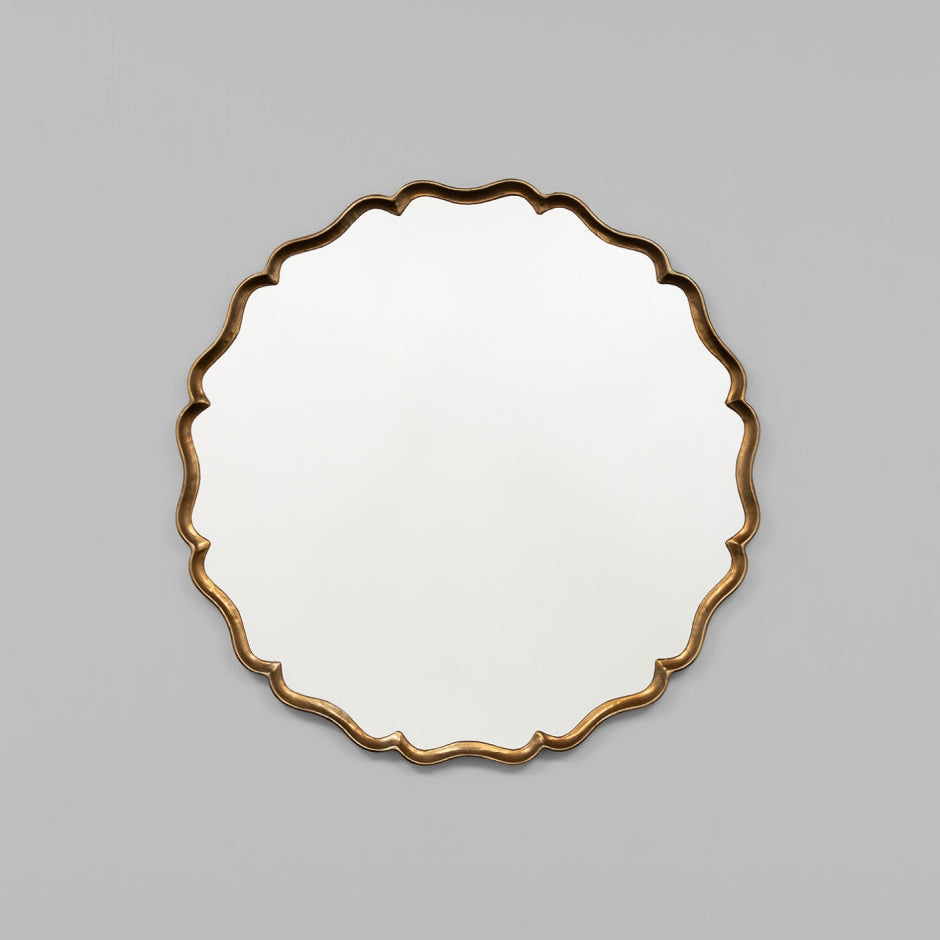 Adella Scalloped Round Mirror Round Mirror Warran-Local Bronze