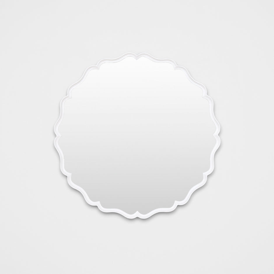 Adella Scalloped Round Mirror Round Mirror Warran-Local White