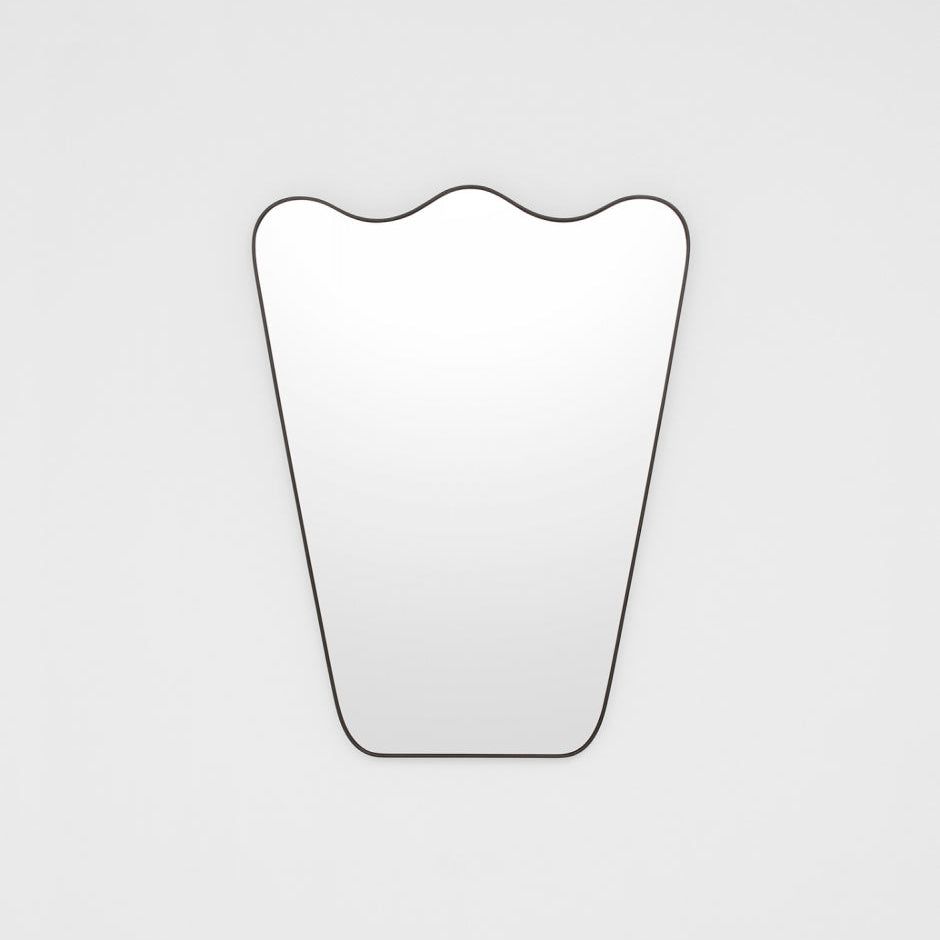 Agnella Scalloped Crown Mirror Round Mirror Warran-Local Black