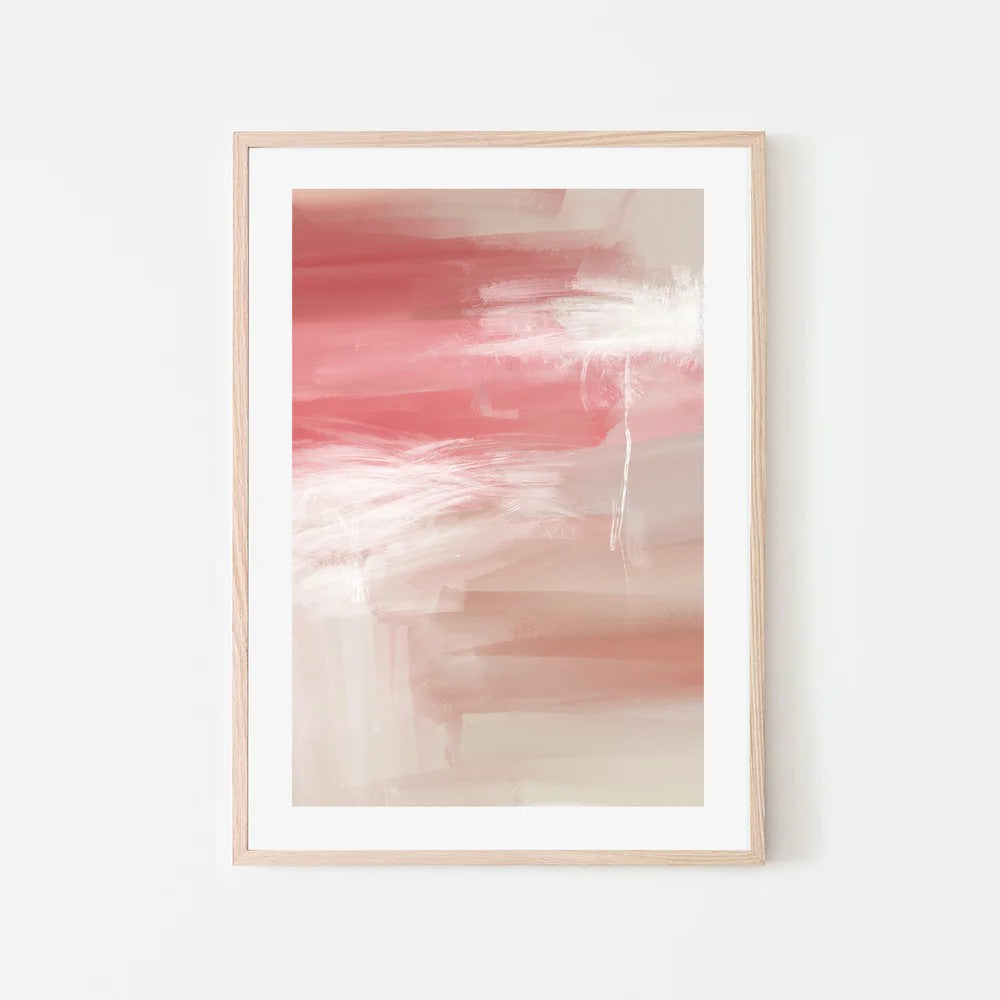 All The Time - Pink Abstract, By Karine Tonial Grimm Wall Art Gioia-Local Black Framed Poster 40x60cm
