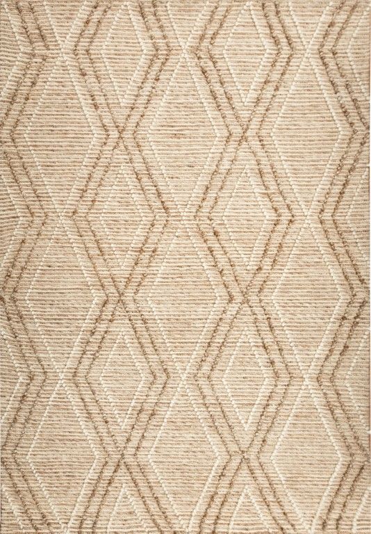 Amelia 300cm x400cm Boho Textured Hypo-Allergenic Wool Rug - Beige Rug Mos-Local   