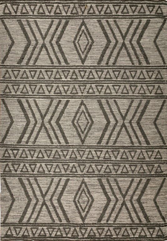 Amelia 300cm x400cm Tribal Textured Hypo-Allergenic Wool Rug - Charcoal Rug Mos-Local   