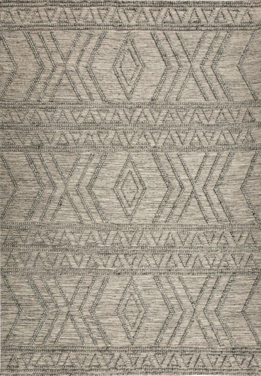 Amelia 155cm x225cm Tribal Textured Hypo-Allergenic Wool Rug - Grey Rug Mos-Local   