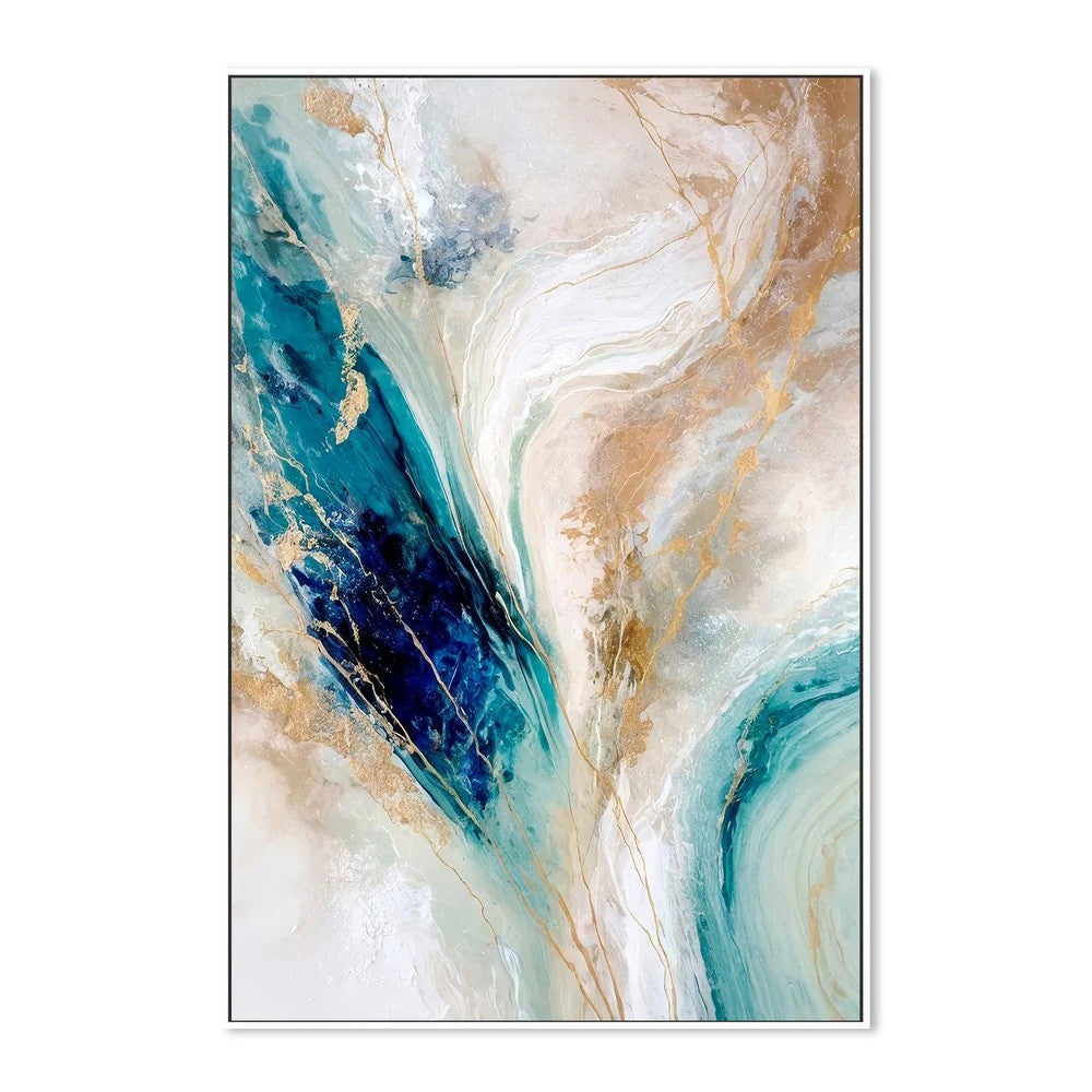 Aqua Currents, By Alpenglow Workshop Wall Art Gioia-Local White Framed Canvas 40x60cm