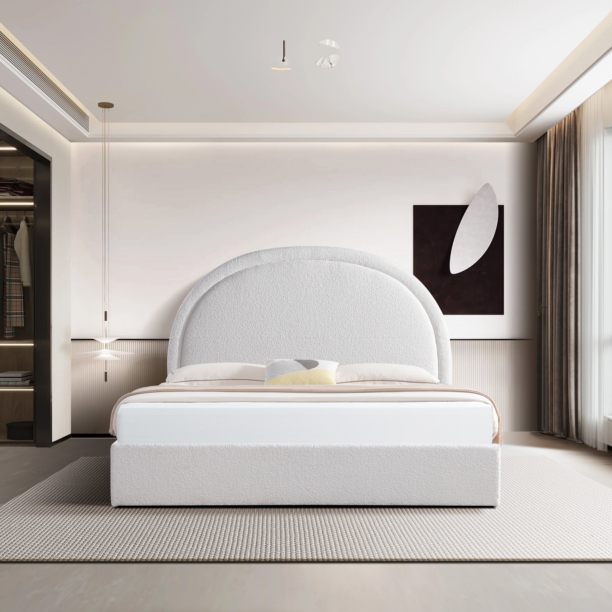 Antoni King Bed Frame - Antique White Boucle with Storage Bed Frame YoBed-Core   