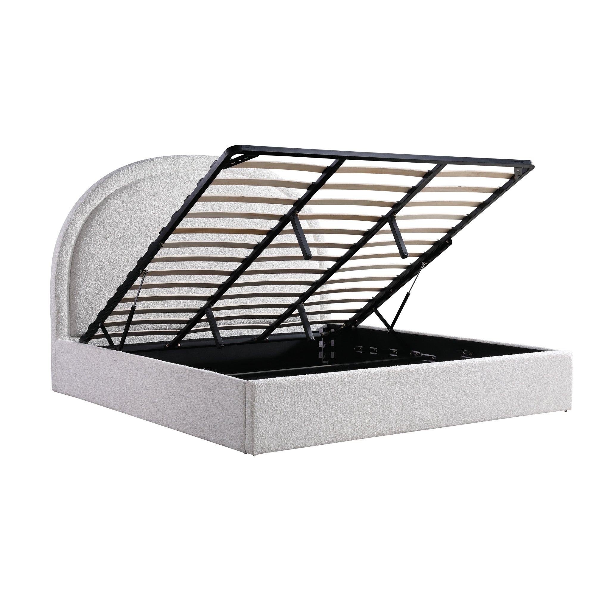 Antoni King Bed Frame - Antique White Boucle with Storage Bed Frame YoBed-Core   