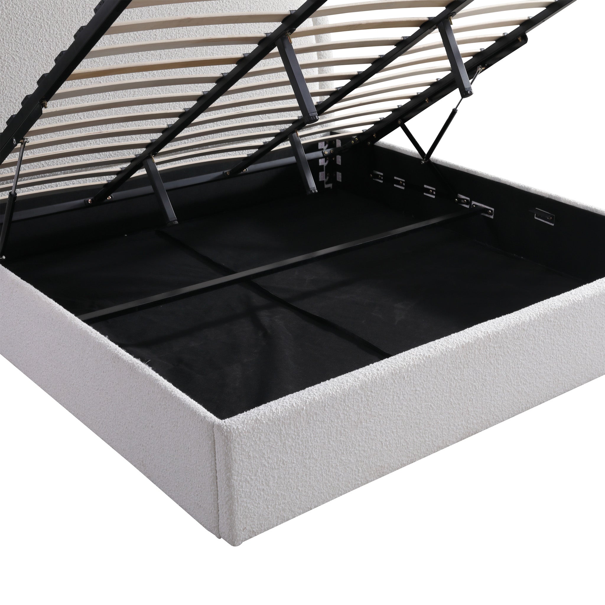 Antoni King Bed Frame - Antique White Boucle with Storage Bed Frame YoBed-Core   