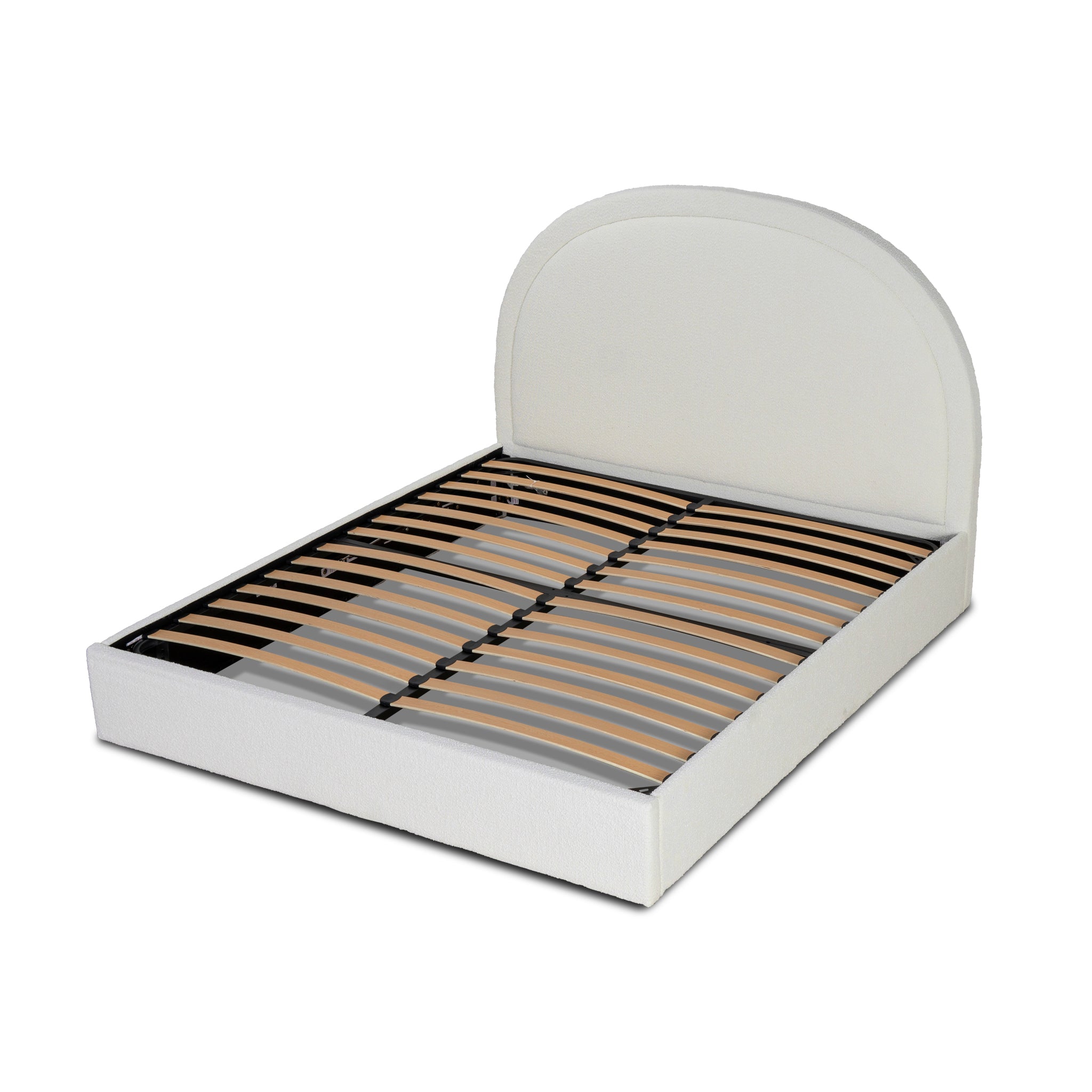 Antoni King Bed Frame - Antique White Boucle with Storage Bed Frame YoBed-Core   