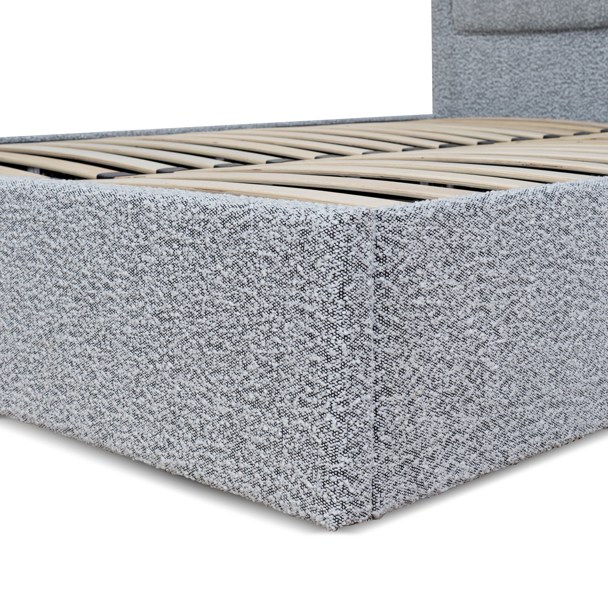 Ex Display - Valmira Queen Bed Frame - Pepper Boucle with Storage Queen Bed YoBed-Core