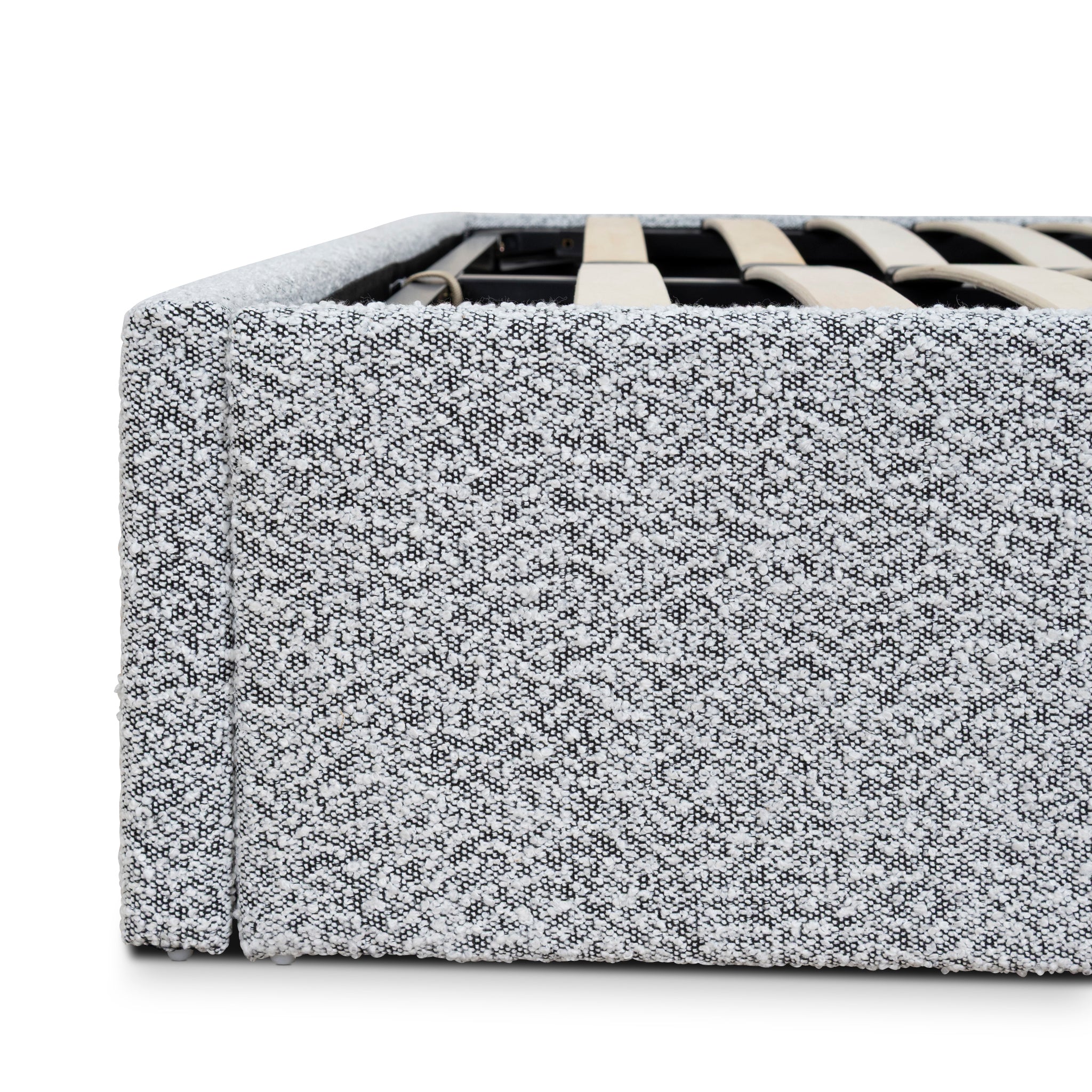 Ex Display - Valmira Queen Bed Frame - Pepper Boucle with Storage Queen Bed YoBed-Core