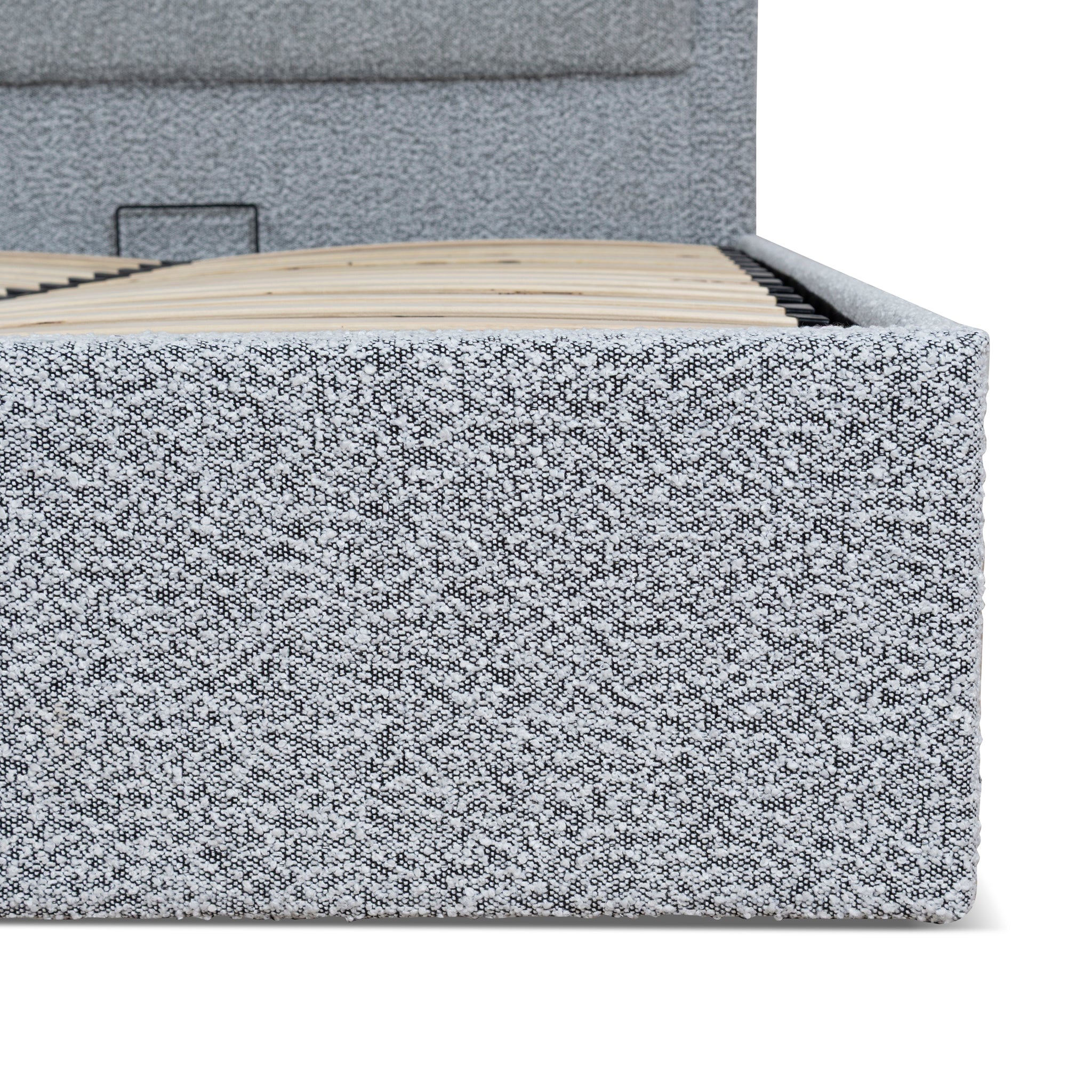 Ex Display - Valmira Queen Bed Frame - Pepper Boucle with Storage Queen Bed YoBed-Core