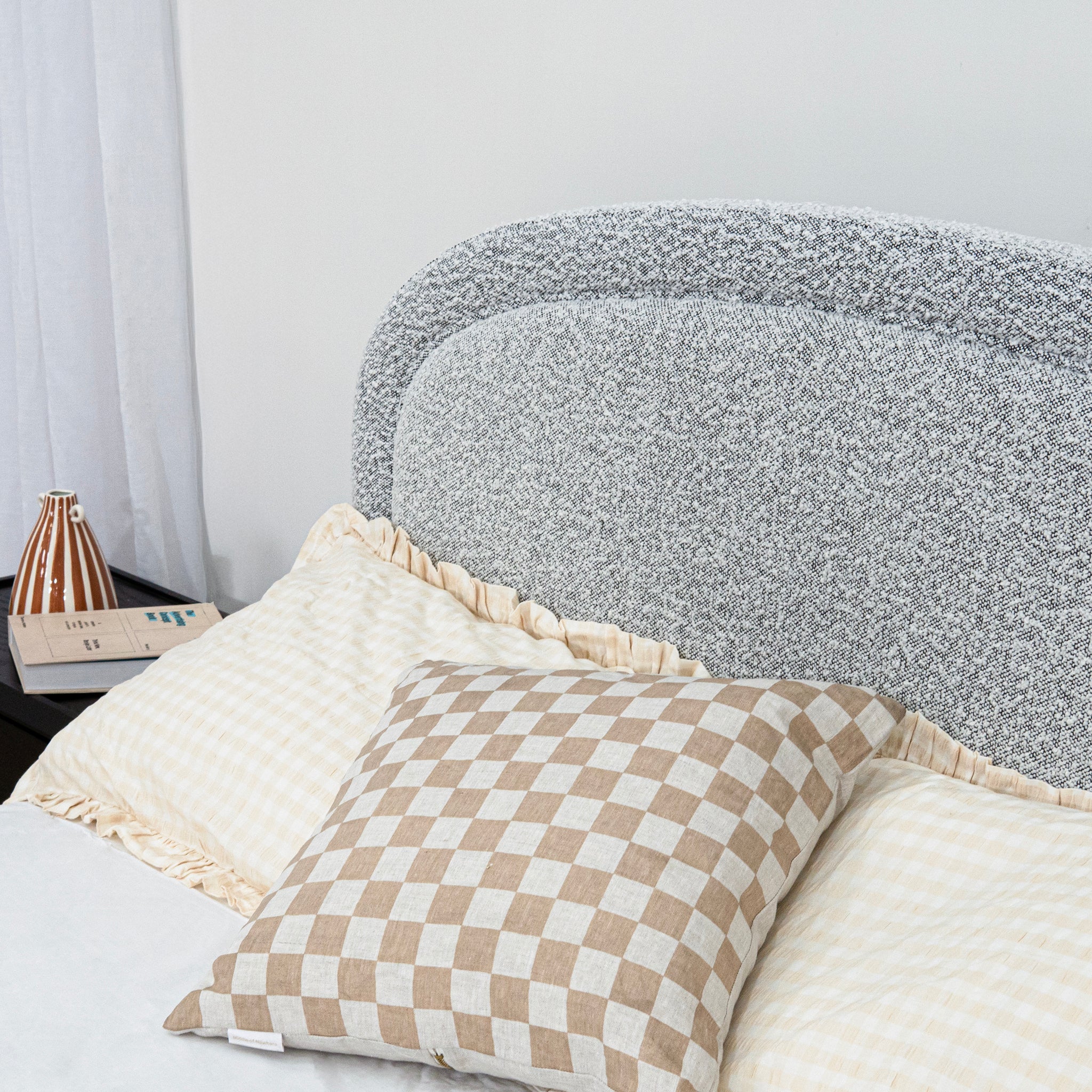 Ex Display - Valmira Queen Bed Frame - Pepper Boucle with Storage Queen Bed YoBed-Core