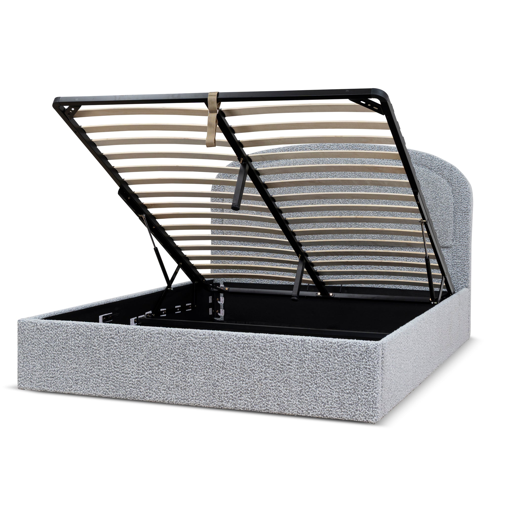 Ex Display - Valmira Queen Bed Frame - Pepper Boucle with Storage Queen Bed YoBed-Core