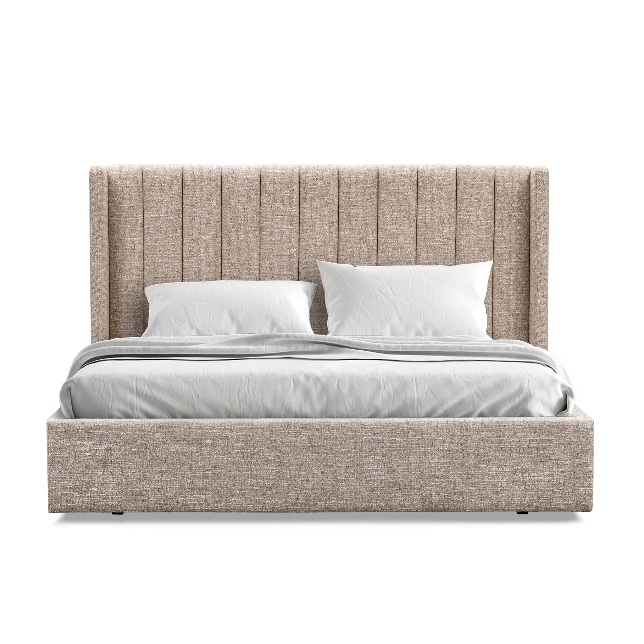 Hillsdale Queen Wide Base Bed Frame - Pale Beige Queen Bed Ming-Core
