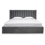 Hillsdale King Bed Frame - Wide Base in Charcoal Velvet - Last One Bed Frame Ming-Core
