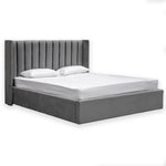 Hillsdale King Bed Frame - Wide Base in Charcoal Velvet - Last One Bed Frame Ming-Core