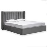 Hillsdale King Bed Frame - Wide Base in Charcoal Velvet - Last One Bed Frame Ming-Core