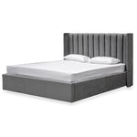 Hillsdale King Bed Frame - Wide Base in Charcoal Velvet - Last One Bed Frame Ming-Core