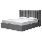 Hillsdale King Bed Frame - Wide Base in Charcoal Velvet - Last One Bed Frame Ming-Core