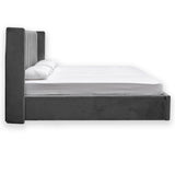 Hillsdale King Bed Frame - Wide Base in Charcoal Velvet - Last One Bed Frame Ming-Core
