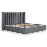 Hillsdale King Bed Frame - Wide Base in Charcoal Velvet Bed Frame Ming-Core   