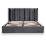 Hillsdale King Bed Frame - Wide Base in Charcoal Velvet - Last One Bed Frame Ming-Core