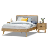 Finley Queen Bed Frame - Light Grey & Natural