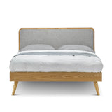 Finley Queen Bed Frame - Light Grey & Natural