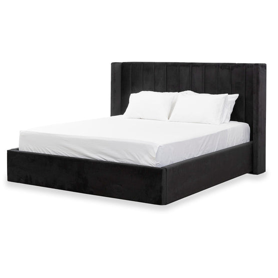 Hillsdale Queen Wide Base Bed Frame Black Velvet Interior Secrets