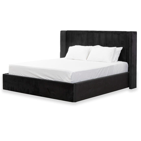 Hillsdale Queen Wide Base Bed Frame Black Velvet Interior Secrets